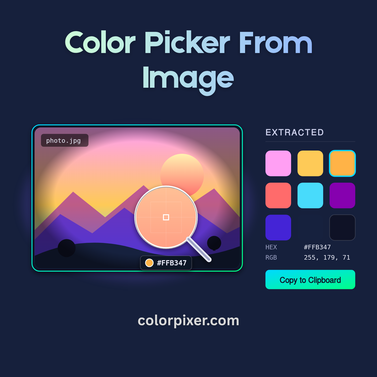 Image Color Picker - pick colors from image, exract dominant colors, build palette